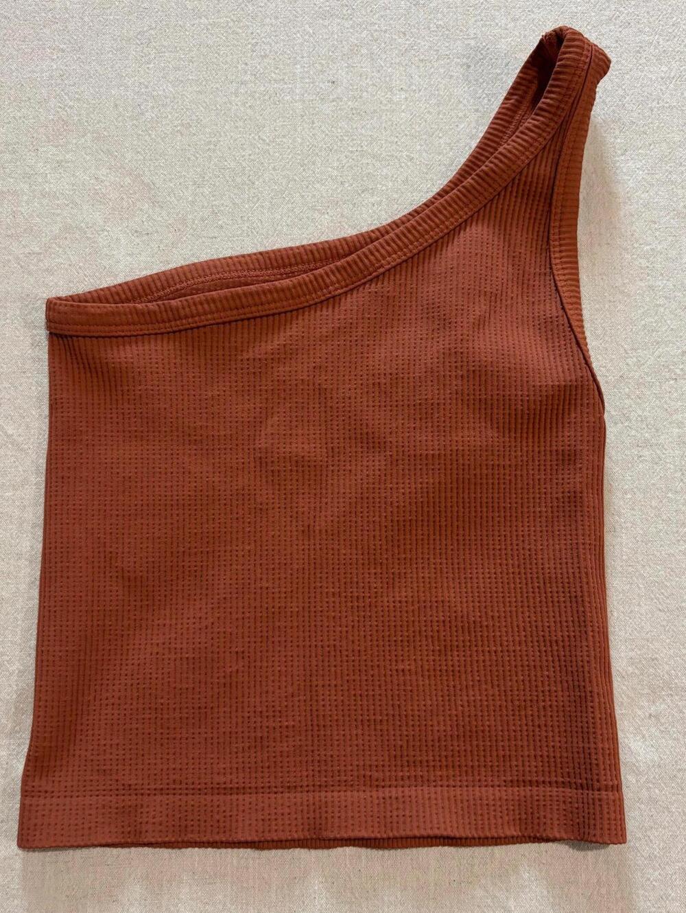 Nikibiki Rust Ribbed One Shoulder Tank - Picture 2 of 4
